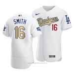 Maglia Baseball Uomo Los Angeles Dodgers Will Smith 2021 Gold Program Patch Autentico Bianco