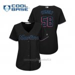 Maglia Baseball Donna Miami Marlins Dan Straily Cool Base Majestic Alternato 2019 Nero
