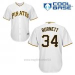 Maglia Baseball Uomo Pittsburgh Pirates A.j. Burnett 34 Bianco 1ªCool Base
