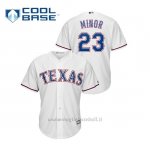 Maglia Baseball Uomo Texas Rangers 23 Mike Min Or Cool Base Bianco