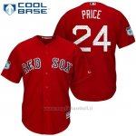 Maglia Baseball Uomo Boston Red Sox 24 David Price Rosso 2017 Allenamento Primaverile Cool Base Giocatore