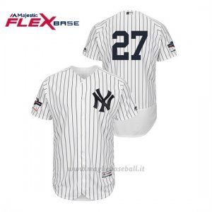 Maglia Baseball Uomo New Y Ork Yankees 27 Giancarlo Stanton 2019 Postseason Flex Base Bianco