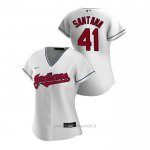 Maglia Baseball Donna Cleveland Indians Carlos Santana 2020 Replica Primera Bianco