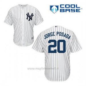 Maglia Baseball Uomo New York Yankees Jorge Posada 20 Bianco 1ªCool Base