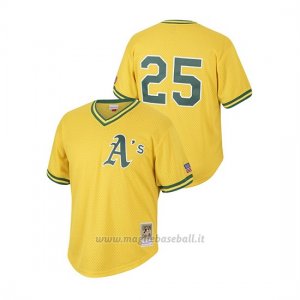 Maglia Baseball Hombre Oakland Athletics 25 Mark Mcgwire Cooperstown Coleccion Mesh Batting Practice Or