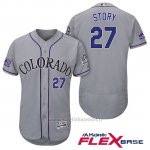 Maglia Baseball Uomo Colorado Rockies Trevor Story 27 Grigio 25th Season Flex Base