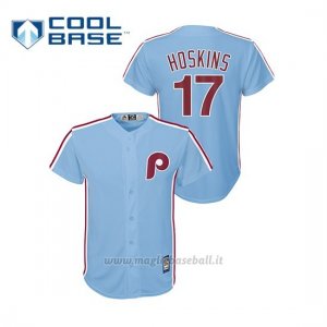Maglia Baseball Bambino Philadelphia Phillies 17 Rhys Hoskins Cool Base Alternato Blu