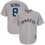 Maglia Baseball Uomo New York Yankees Yogi Berra Grigio Cooperstown Collezione