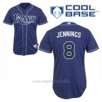 Maglia Baseball Uomo Tampa Bay Rays Desmond Jennings 8 Blu Blu Alterner Cool Base
