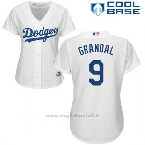 Maglia Baseball Donna Los Angeles Dodgers 9 Yasmani Grandal Cool Base