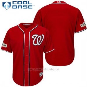 Maglia Baseball Uomo Washington Nationals 2017 Postseason Scarlet Cool Base