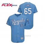 Maglia Baseball Uomo Kansas City Royals Jakob Junis 150th Aniversario Patch Flex Base Blu Luminoso