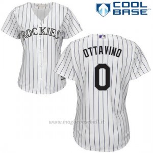 Maglia Baseball Donna Colorado Rockies Adam Ottavino 0 Bianco Autentico Collezione Cool Base