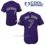 Maglia Baseball Uomo Colorado Rockies Jose Reyes 7 Viola Alterner Cool Base