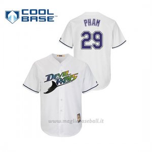 Maglia Baseball Uomo Tampa Bay Rays Tommy Pham Turn Back The Clock Cool Base Bianco