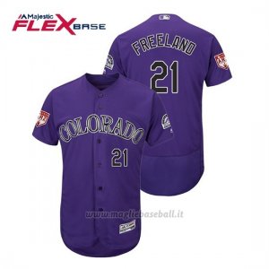 Maglia Baseball Uomo Colorado Rockies Kyle Freeland Flex Base Entrenamiento De Primavera 2019 Viola