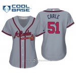 Maglia Baseball Donna Atlanta Braves Shane Carle Cool Base Majestic Road 2019 Grigio