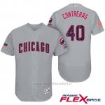 Maglia Baseball Uomo Chicago Cubs 2017 Estrellas y Rayas Cubs 40 Willson Contreras Grigio Flex Base