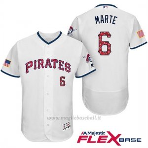Maglia Baseball Uomo Pittsburgh Pirates 2017 Estrellas y Rayas Starling Marte Bianco Flex Base