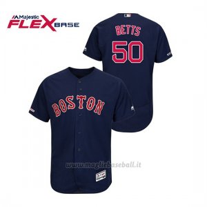 Maglia Baseball Uomo Boston Red Sox Mookie Betts 150th Aniversario Patch Autentico Flex Base Blu