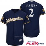 Maglia Baseball Uomo Milwaukee Brewers Scooter Gennett Blu 2017 Allenamento Primaverile Flex Base Giocatore