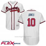 Maglia Baseball Uomo Atlanta Braves 10 Chipper Jones Majestic Autentico Collezione Flex Base Bianco