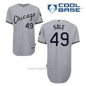 Maglia Baseball Uomo Chicago White Sox 49 Chris Sale Grigio Cool Base