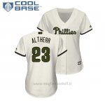 Maglia Baseball Donna Philadelphia Phillies Aaron Altherr 2018 Dia de los Caidos Cool Base Crema