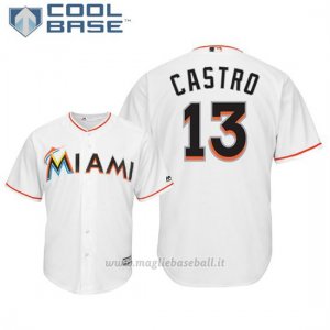 Maglia Baseball Uomo Miami Marlins Starlin Castro Cool Base Majestic 1ªBianco