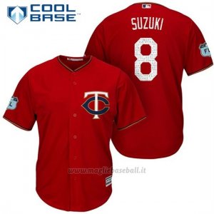 Maglia Baseball Uomo Minnesota Twins Kurt Suzuki Scarlet 2017 Allenamento Primaverile Cool Base Giocatore
