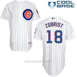 Maglia Baseball Uomo Chicago Cubs 18 Ben Zobrist Majestic Bianco Cool Base