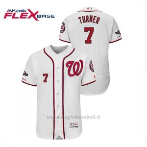 Maglia Baseball Uomo Washington Nationals 7 Trea Turner 2019 Postseason Flex Base Bianco