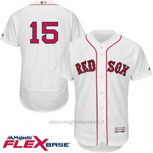 Maglia Baseball Uomo Boston Red Sox 15 Dustin Pedroia Bianco Flex Base Autentico Collezione Giocatore