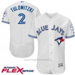 Maglia Baseball Uomo Toronto Blue Jays Troy Tulowitzki 2 Bianco Flex Base Autentico Collezione 40 Anniversario