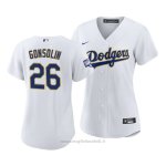 Maglia Baseball Donna Los Angeles Dodgers Tony Gonsolin 2021 Gold Program Replica Bianco