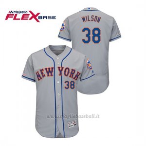 Maglia Baseball Uomo New York Mets Justin Wilson 150th Aniversario Patch Autentico Flex Base Grigio