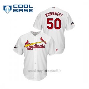 Maglia Baseball Uomo St. Louis Cardinals 50 Adam Wainwright 2019 Postseason Cool Base Bianco