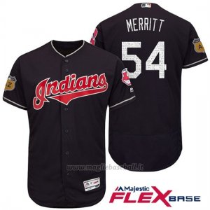 Maglia Baseball Uomo Cleveland Indians Ryan Merritt Blu 2017 Allenamento Primaverile Flex Base Giocatore