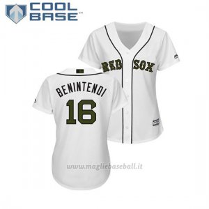 Maglia Baseball Donna Boston Red Sox Andrew Benintendi 2018 Dia de los Caidos Cool Base Bianco