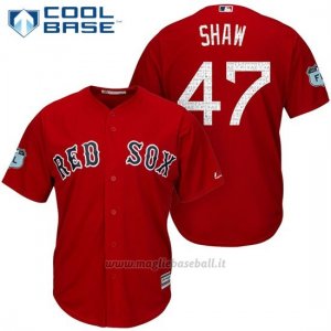 Maglia Baseball Uomo Boston Red Sox 47 Travis Shaw Boston Rosso 2017 Allenamento Primaverile Cool Base Giocatore