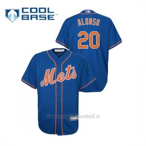 Maglia Baseball Bambino New Y Ork Mets 20 Pete Alonso Cool Base Replica Alternato Blu