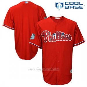 Maglia Baseball Uomo Philadelphia Phillies Scarlet 2017 Allenamento Primaverile Cool Base