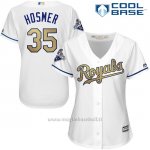 Maglia Baseball Donna Kansas City Royals Eric Hosmer 35 World Series Campione Or Program Bianco Cool Base