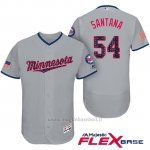 Maglia Baseball Uomo Minnesota Twins 2017 Estrellas y Rayas Ervin Santana Grigio Flex Base