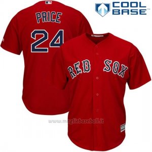 Maglia Baseball Uomo Boston Red Sox 24 David Price Majestic Collezione Scarlet Cool Base Giocatore