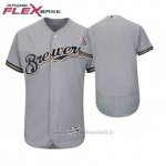 Maglia Baseball Uomo Milwaukee Brewers Grigio 2018 Dia de la Madre Flex Base