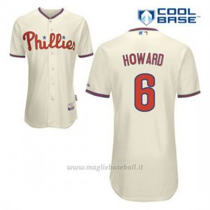 Maglia Baseball Uomo Philadelphia Phillies Ryan Howard 6 Crema Alterner Cool Base
