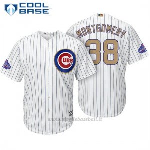 Maglia Baseball Uomo Chicago Cubs 38 Mike Montgomery Bianco Or Program Cool Base