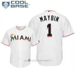 Maglia Baseball Uomo Miami Marlins Cameron Maybin Cool Base Majestic 1ªBianco