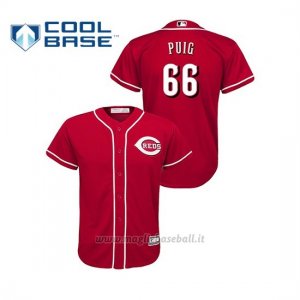 Maglia Baseball Bambino Cincinnati Reds 66 Yasiel Puig Cool Base Majestic Alternato Rosso